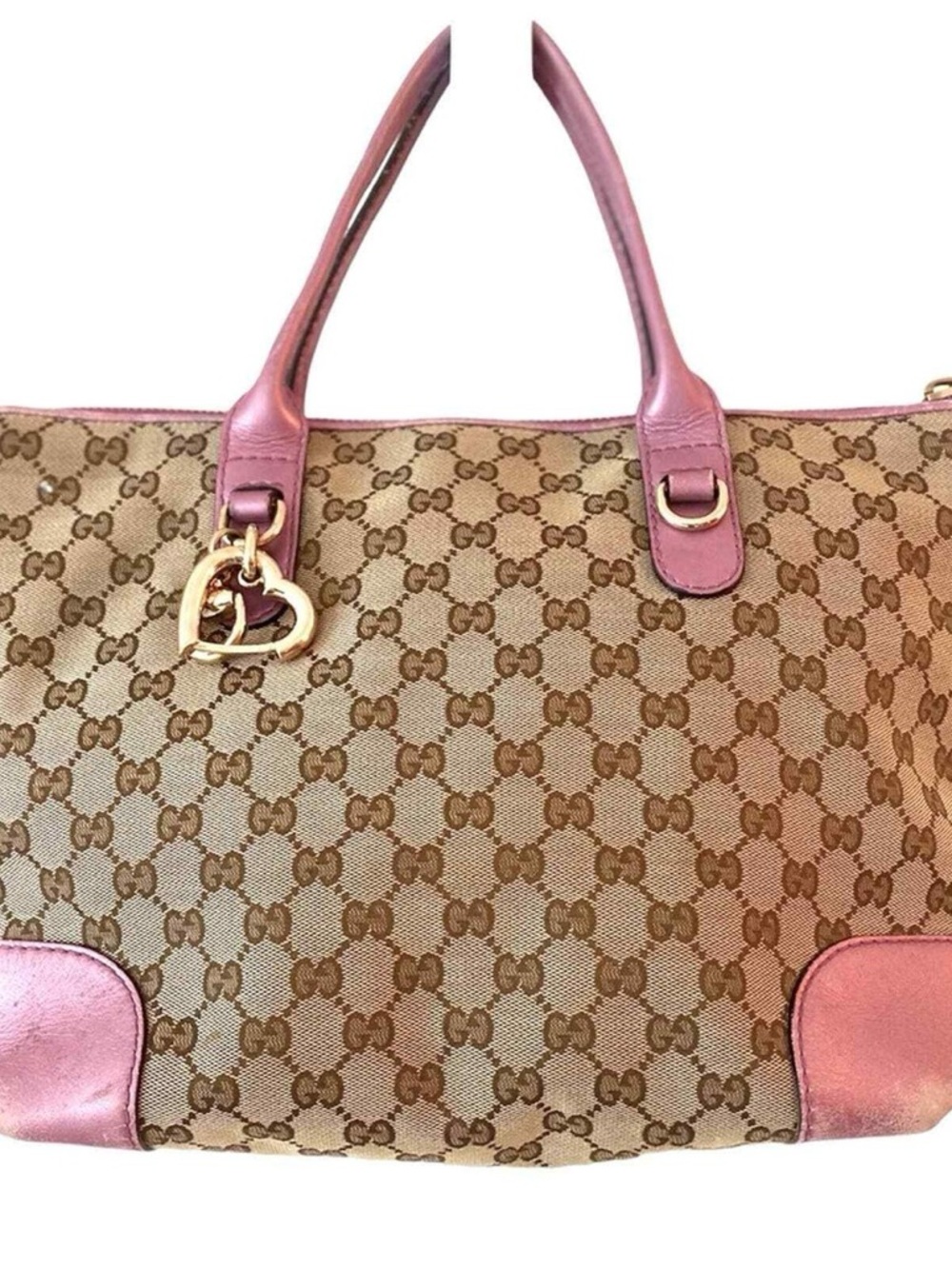Gucci Beige GG Canvas Heart‎ Bit Tote- LIMITED EDITION